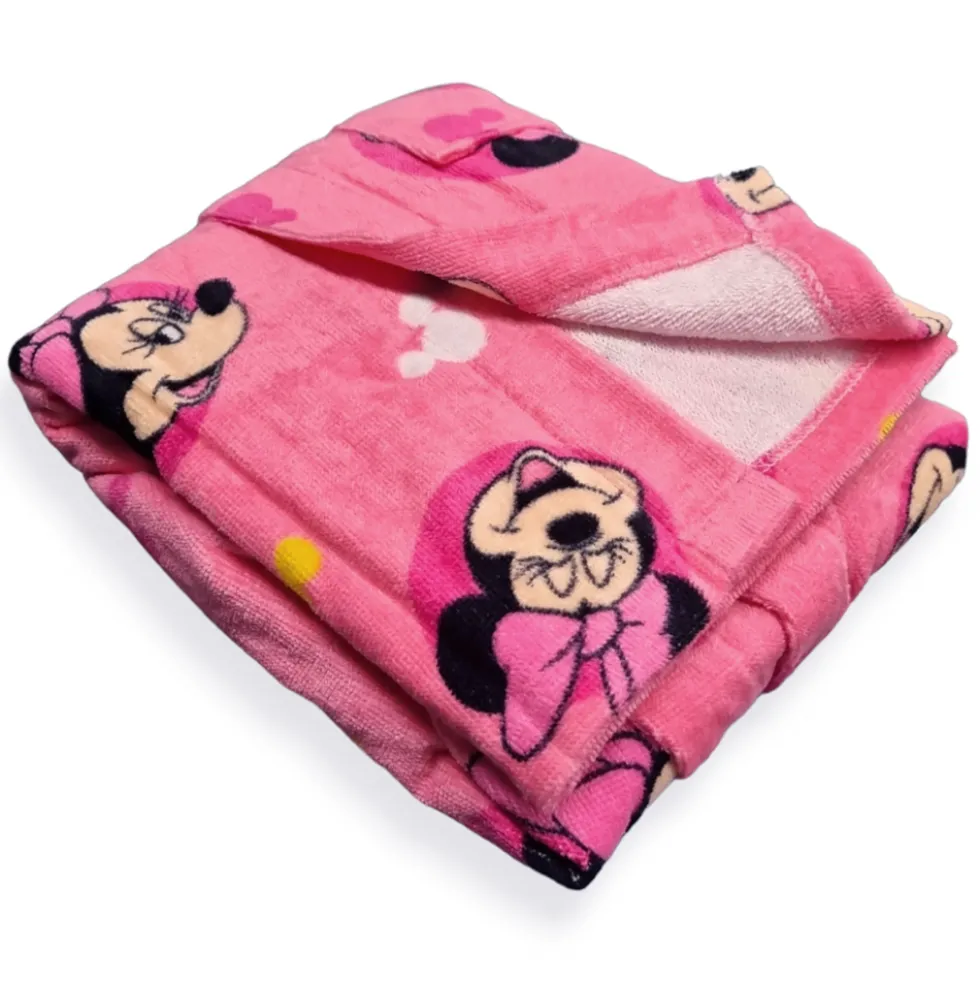 Accappatoio bambina in spugna con cappuccio Disney Minnie rosa