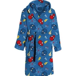 Accappatoio bambino in spugna con cappuccio Marvel SpiderMan blu