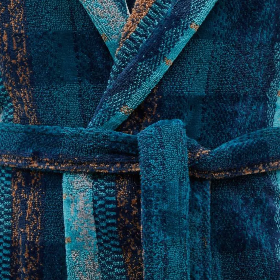 Accappatoio Carrara in Spugna con Cappuccio melange blu Tandy