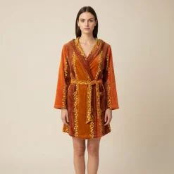 Accappatoio Carrara Madagascar Salmone in spugna con cappuccio