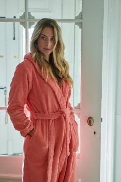 Accappatoio donna cappuccio PIP STUDIO Soft Zellige spugna corallo