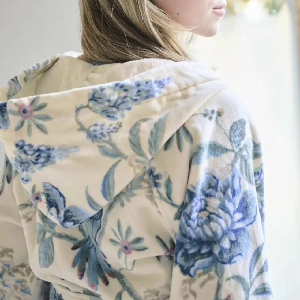 Accappatoio donna spugna con cappuccio PIP STUDIO Secret Garden panna
