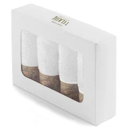 Alviero Martini set 4 lavette bagno 30x30 in spugna GEO CLASSIC bianco