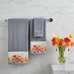 Asciugamani 1+1 con Papaveri Avio | Spugna Floreale Bagno
