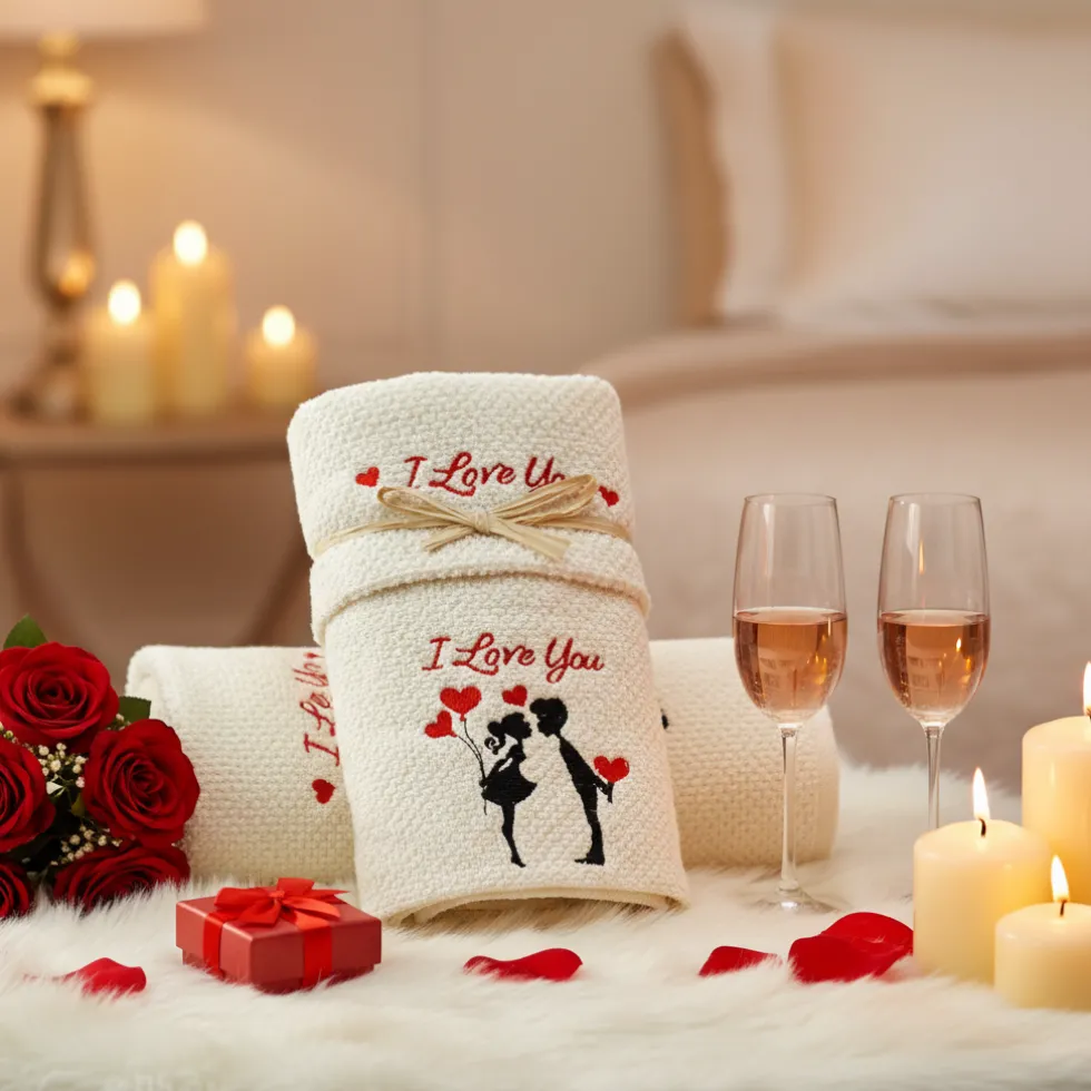 Asciugamani in cotone I Love You idea regalo romantica