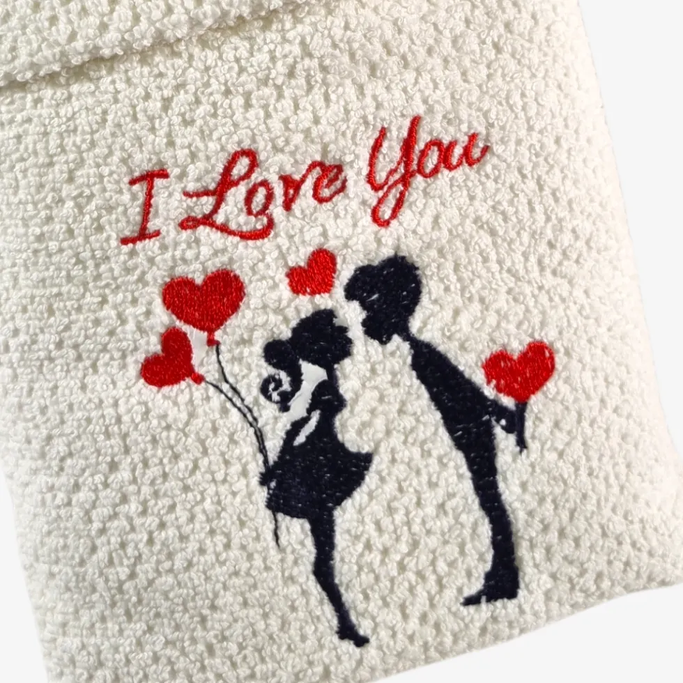 Asciugamani in cotone I Love You idea regalo romantica