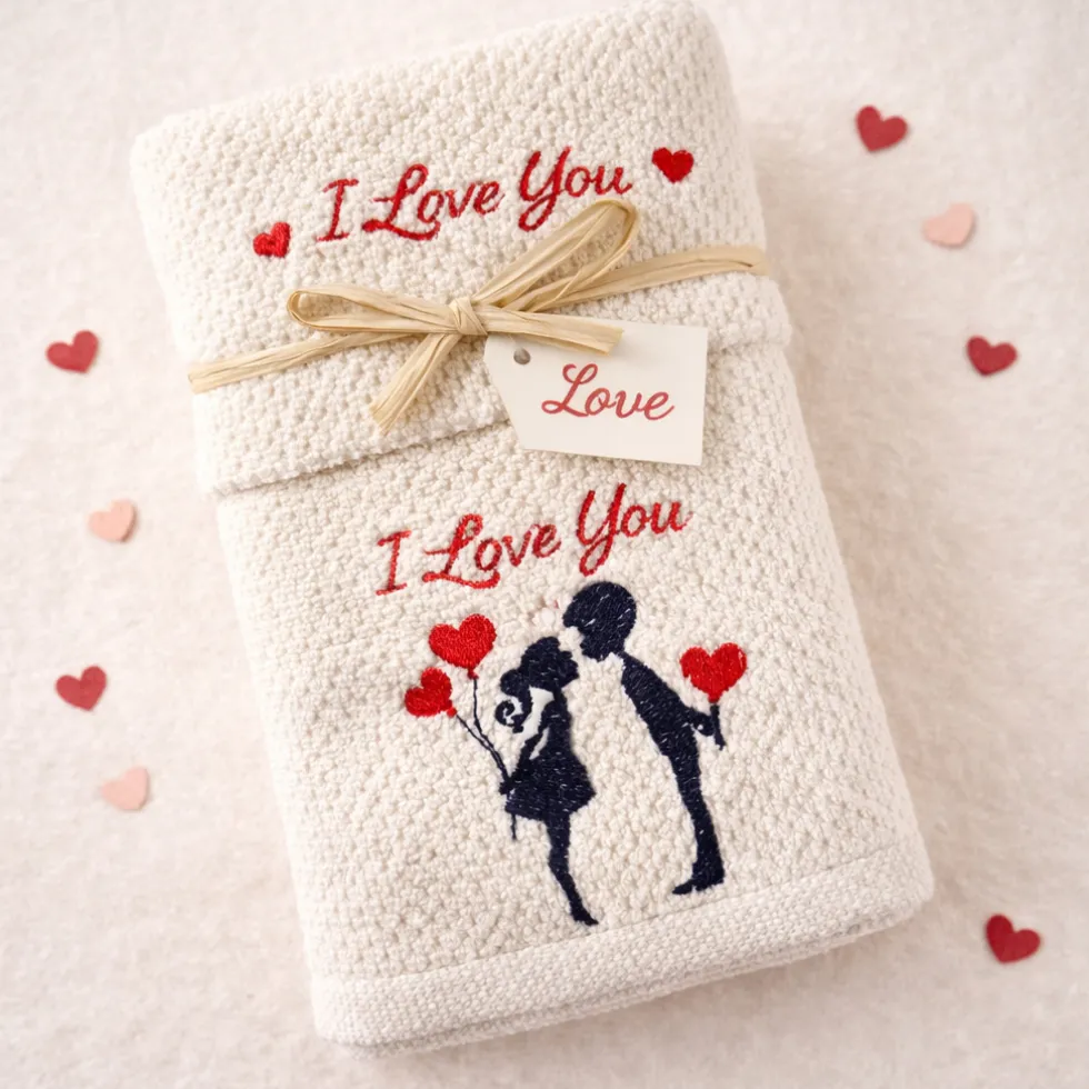 Asciugamani in cotone I Love You idea regalo romantica