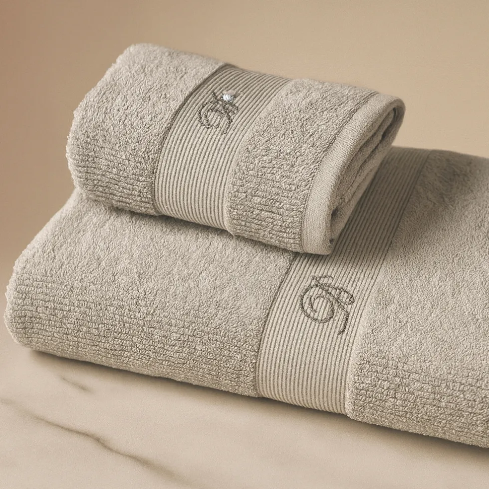 Asciugamani in spugna set 1+1 Blumarine Risveglio con cristalli Silver