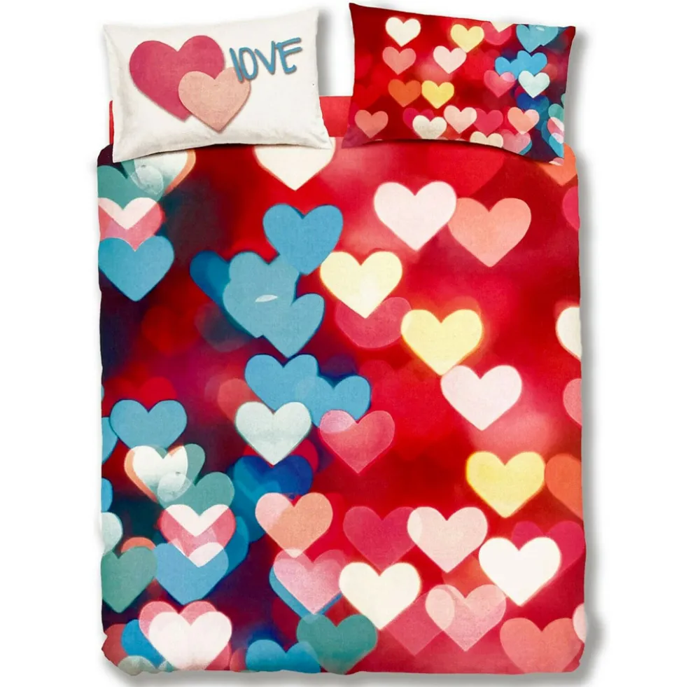 Bassetti Completo Copripiumino MultiHeart con sotto e federe LOVE cuori