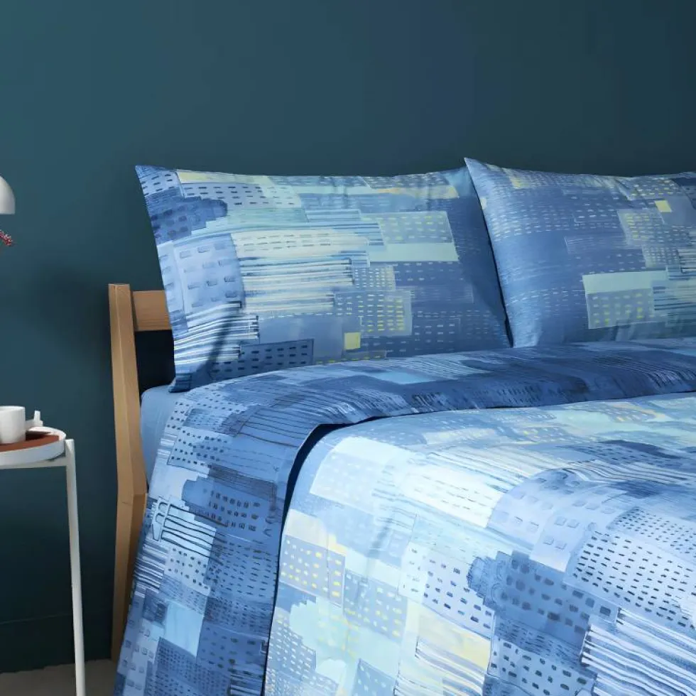 Bassetti completo lenzuola in cotone City Now C1 azzurro
