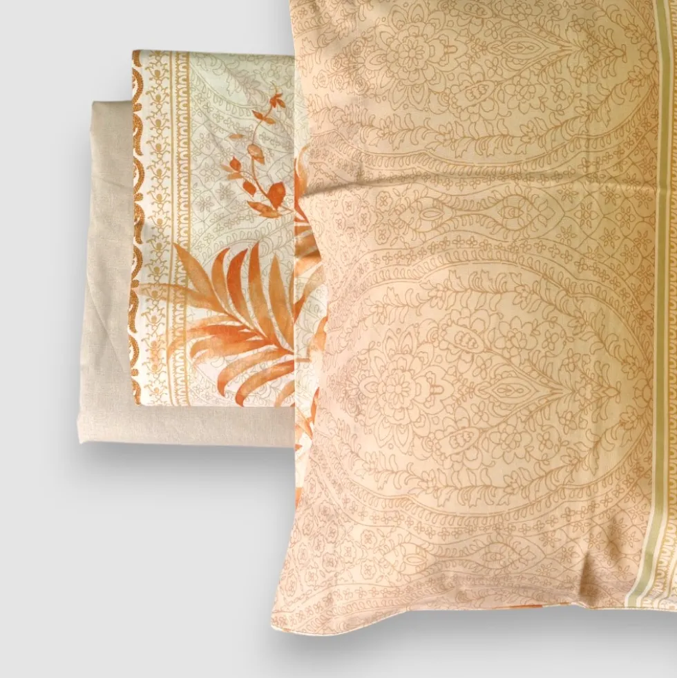Bassetti Lenzuola matrimoniali cotone Ibiscus Tattoo Caramello – collezione Granfoulard PE