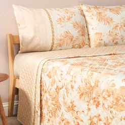 Bassetti Lenzuola matrimoniali cotone Ibiscus Tattoo Caramello – collezione Granfoulard PE