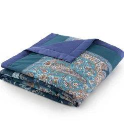 Bassetti Plaid Indian Roses B2 blu 135x190 - Eleganza Floreale Granfoulard
