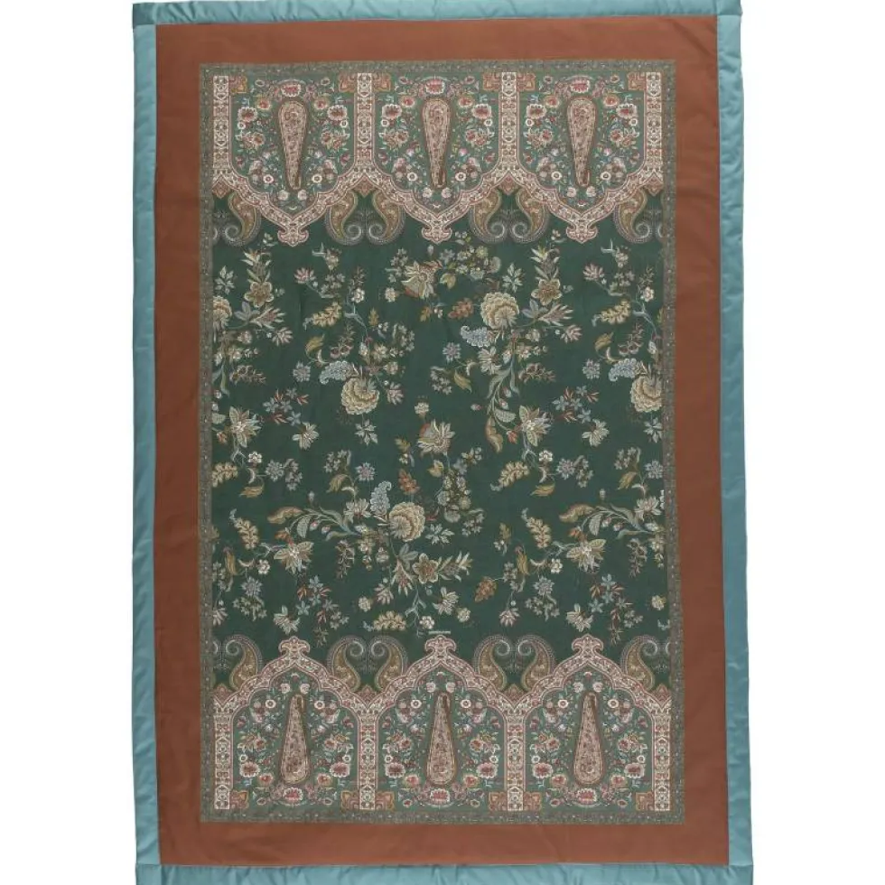 Bassetti Plaid Indian Roses V1 Petrolio 135x190 - Eleganza Floreale Granfoulard