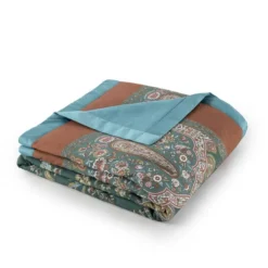 Bassetti Plaid Indian Roses V1 Petrolio 135x190 - Eleganza Floreale Granfoulard