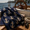 BenasciuttiCasa Plaid Lana Cotta 170x170 Ancore Blu Navy Nautico