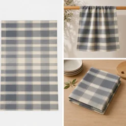 Canovaccio cucina azzurro polvere 60x80 Bossi Casa tinto filo