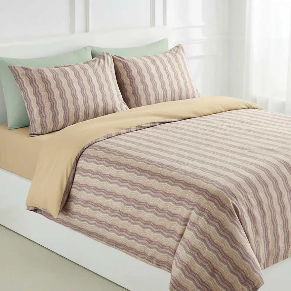 Cogal Copripiumino matrimoniale caldo cotone 250x245 Zig-Zag rosa antico