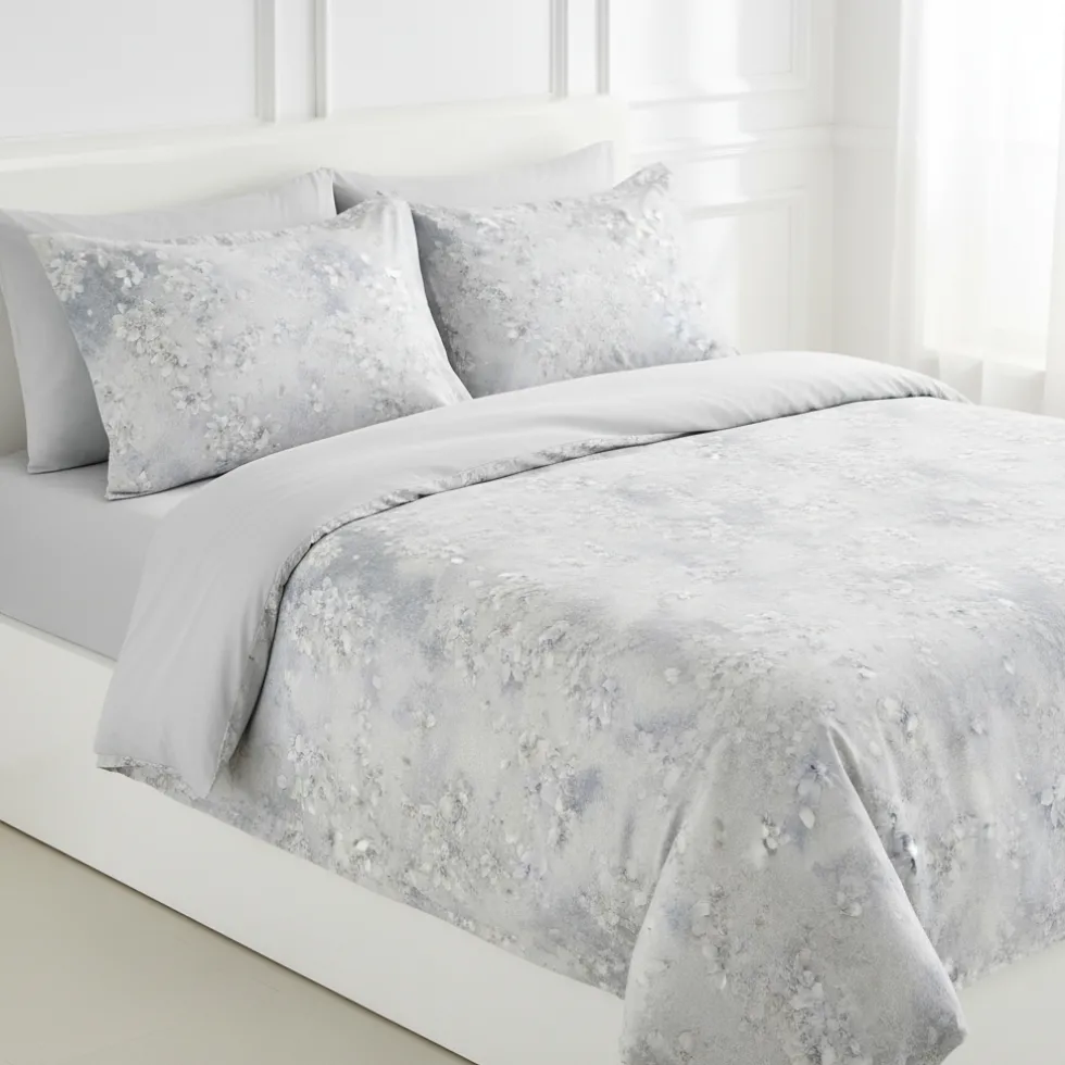 Cogal set copripiumino 250x245 caldo cotone floreale avio