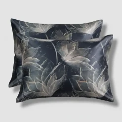 Completo copripiumino matrimoniale raso MIRABELLO Abstract Flower blu