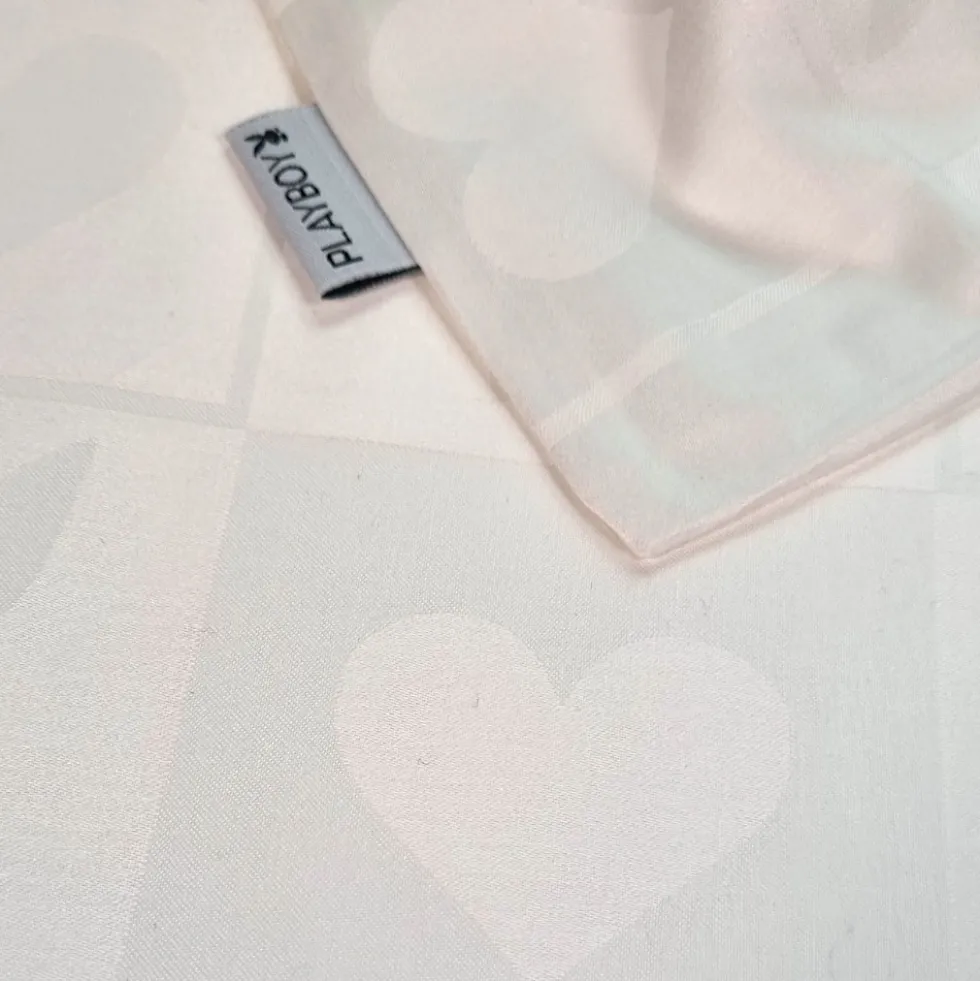 Completo copripiumino matrimoniale in raso PLAYBOY Jacquard bianco