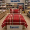 Completo Copripiumone piazza e mezza Bassetti Kilt scozzese rosso