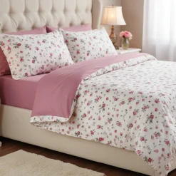 Completo Copripiumone Rosetta rosa Martha O'Neil | 100% Cotone