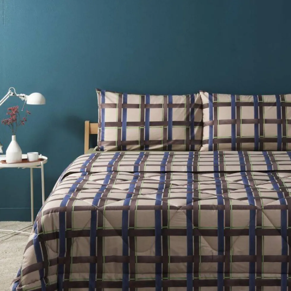 Completo lenzuola Bassetti matrimoniale in cotone CHECK B1