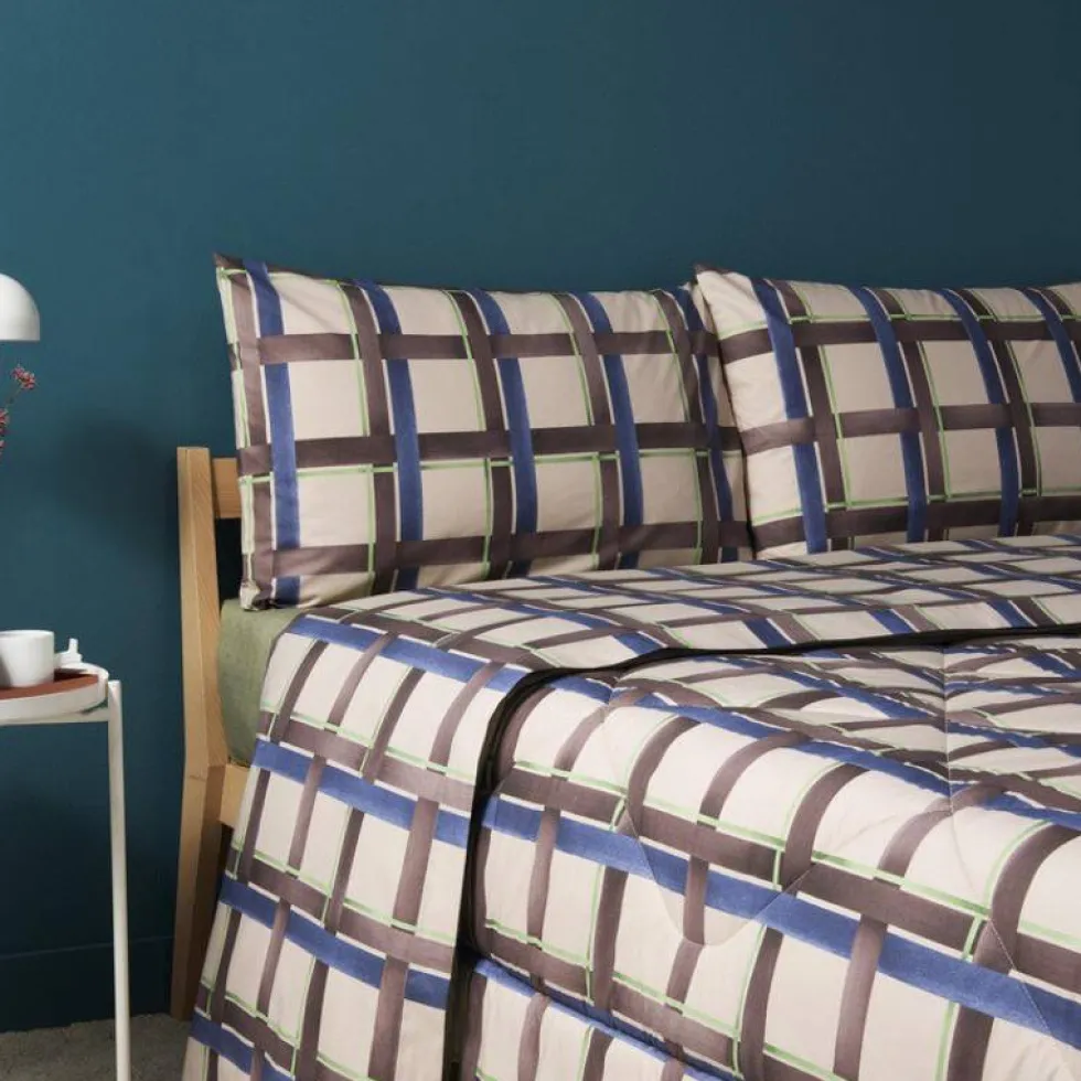 Completo lenzuola Bassetti matrimoniale in cotone CHECK B1