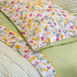 Completo lenzuola Fazzini in percalle BLOOMS floreale verde