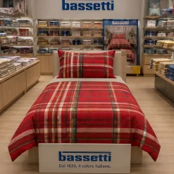 Completo lenzuola in cotone Bassetti Kilt R1 rosso Piazza e Mezza