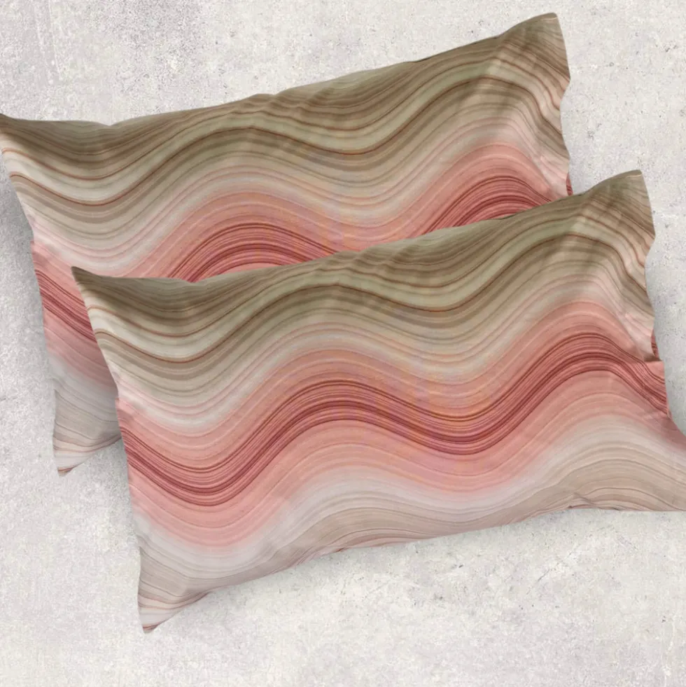 Completo lenzuola in cotone Bassetti Rippling P1 onde rosa