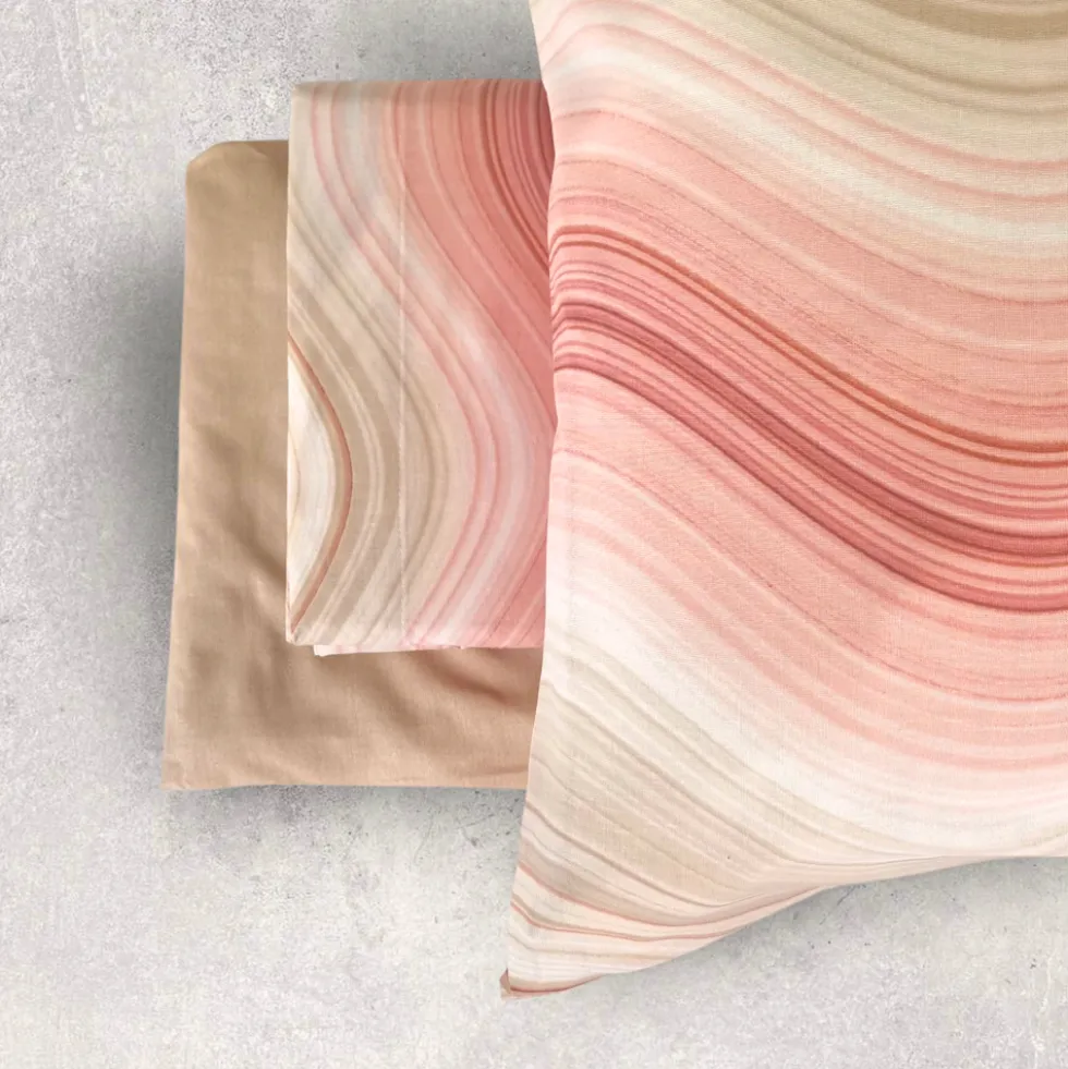 Completo lenzuola in cotone Bassetti Rippling P1 onde rosa