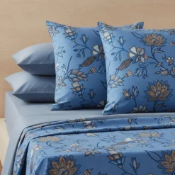 Completo Lenzuola in cotone matrimoniale Bassetti SIKAR Orientale blu