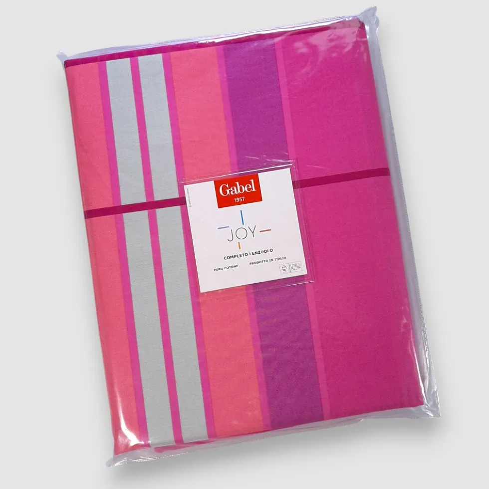 Completo lenzuola in puro cotone GABEL William geometrico fuxia