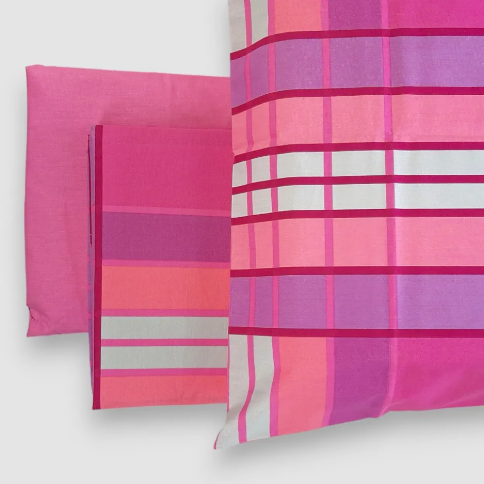 Completo lenzuola in puro cotone GABEL William geometrico fuxia