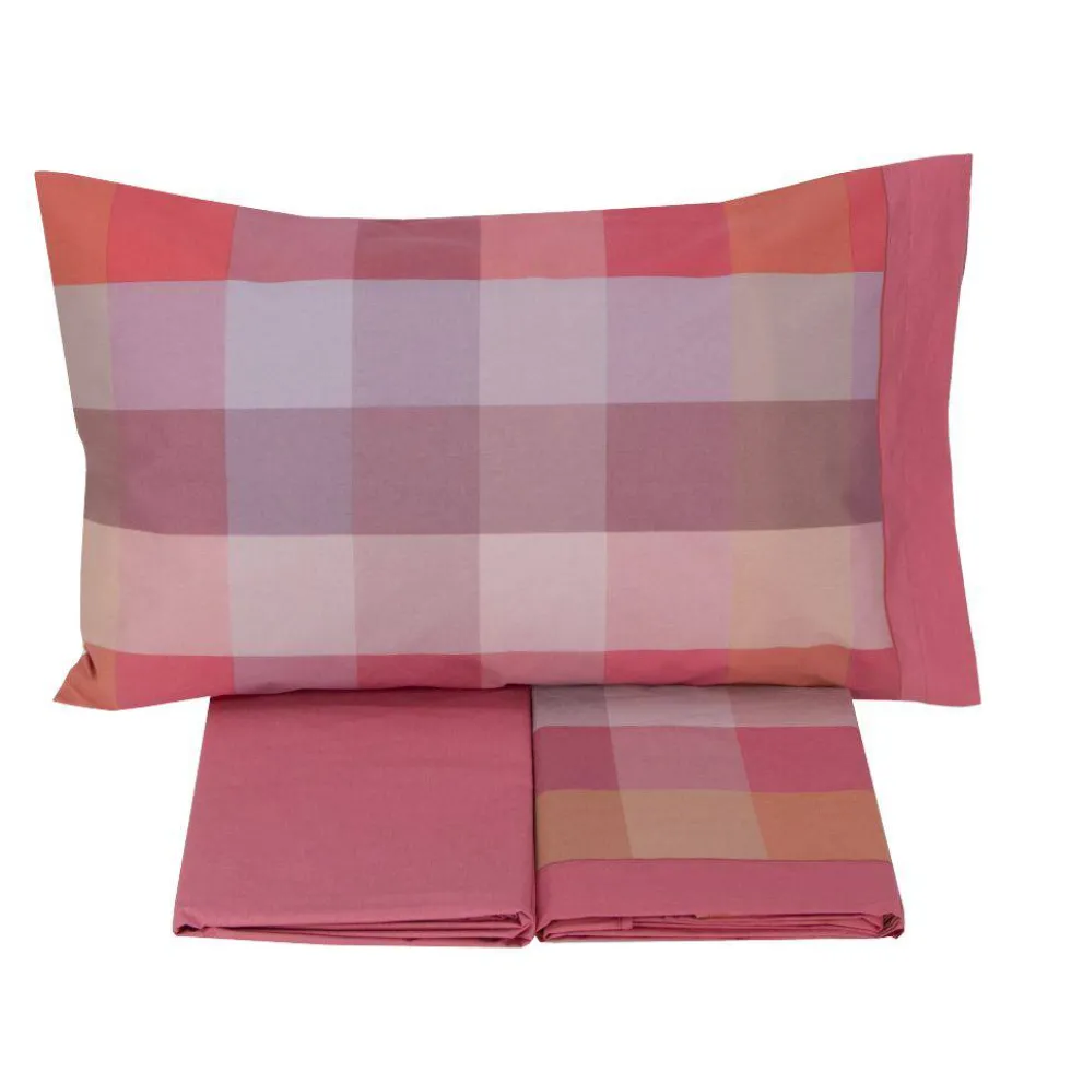 Completo lenzuola Matrimoniale puro cotone Gabel Wilson Rosa