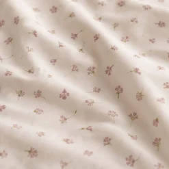 Completo Lenzuola Matrimoniale in Cotone Fiorellini di Campo Rosa Fondo Bianco