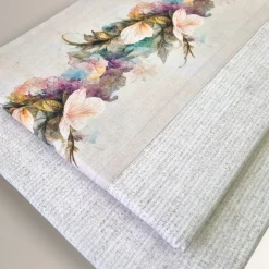 Completo lenzuola matrimoniali in puro cotone floreale color lino