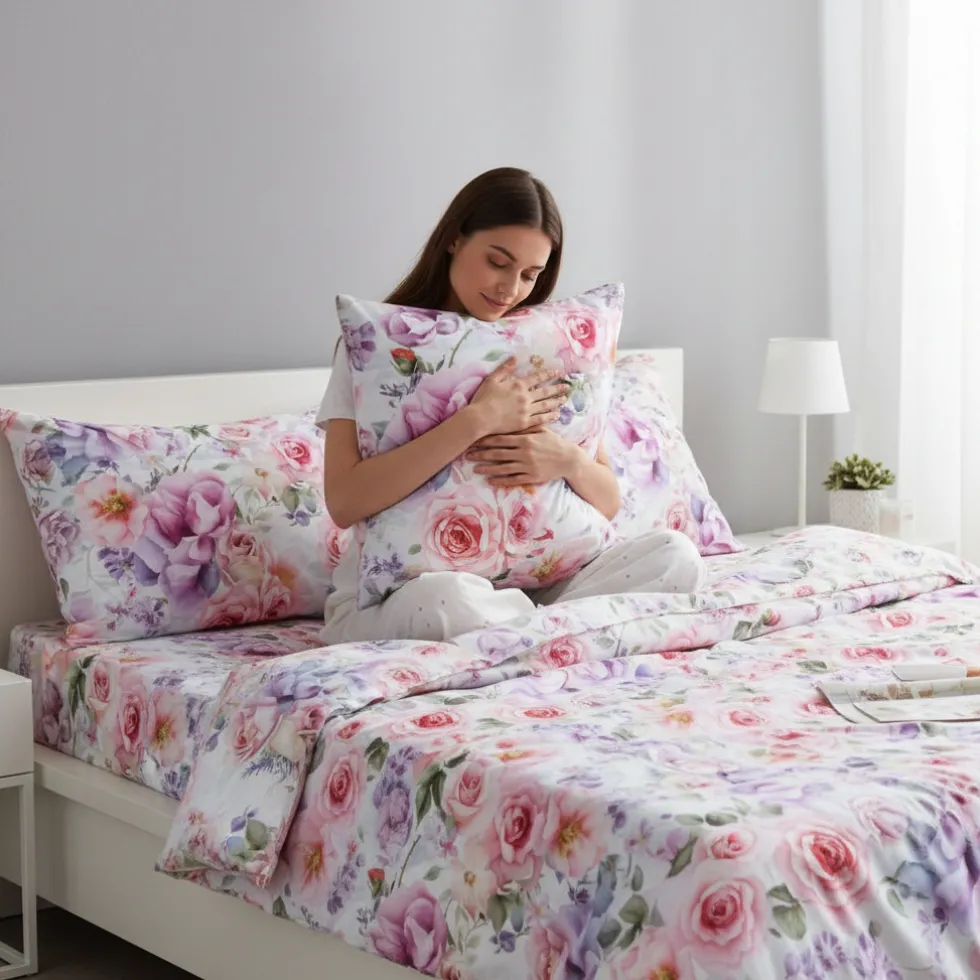 Completo lenzuola matrimoniale in raso finissimo 260x300 Rose