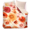 Completo lenzuola matrimoniale FADED POPPY papaveri rossi in raso