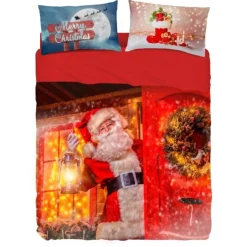 Completo lenzuola natalizie effetto copriletto BASSETTI NATALE