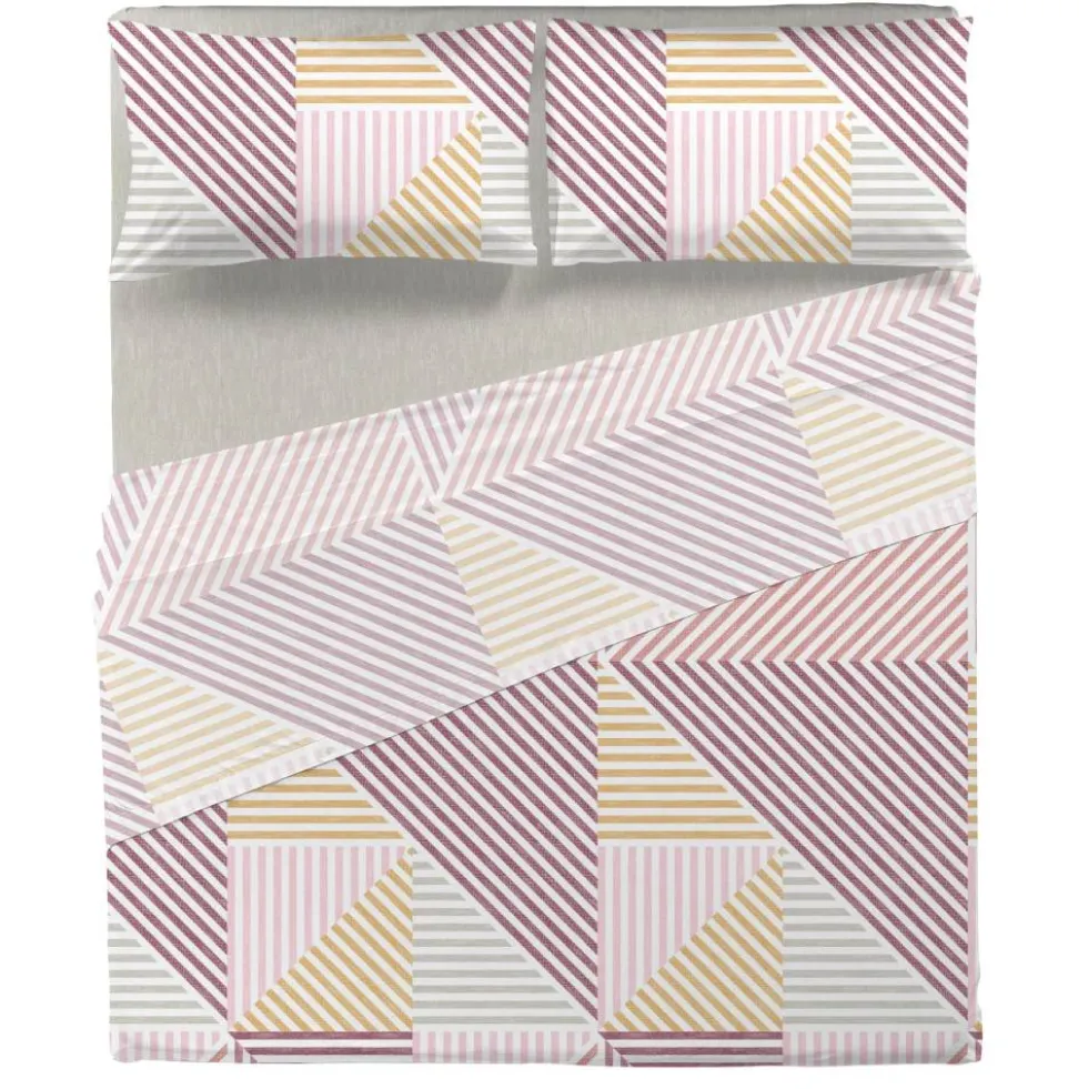 Completo Letto Matrimoniale Ramsey | 100% Cotone malva geometrico