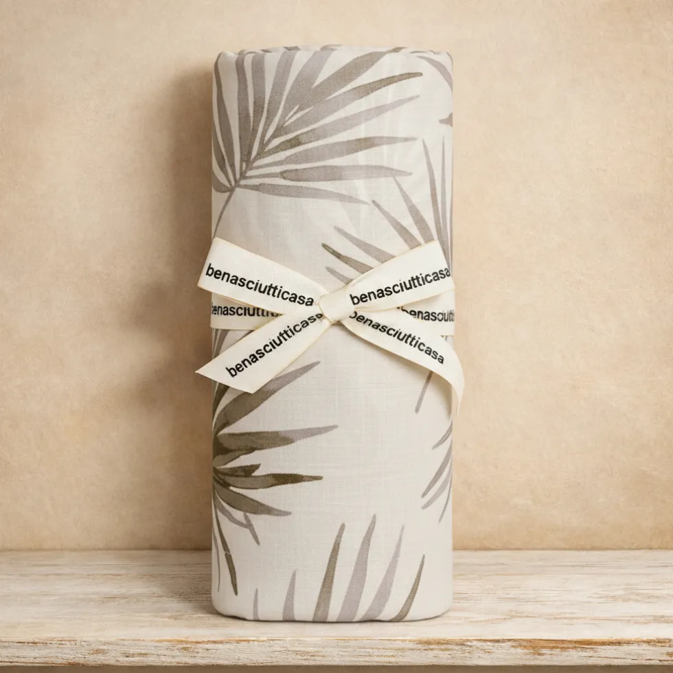 Completo Letto Matrimoniale Spezia Palm Tree | Greige Neutro