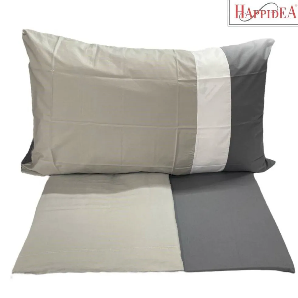 Completo letto matrimoniale Grigio chiaro Asfalto Puro cotone