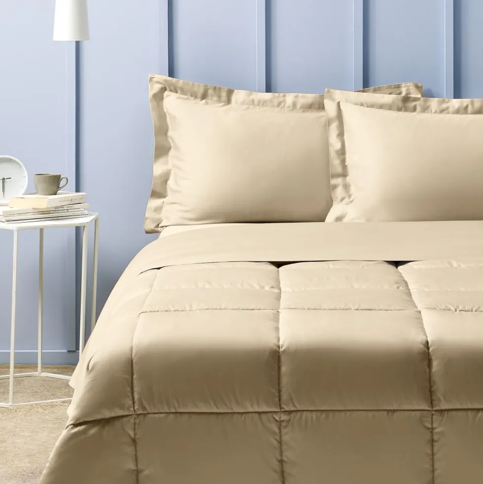 Completo Letto Matrimoniale Raso ZUCCHI Tinta Unita BEIGE
