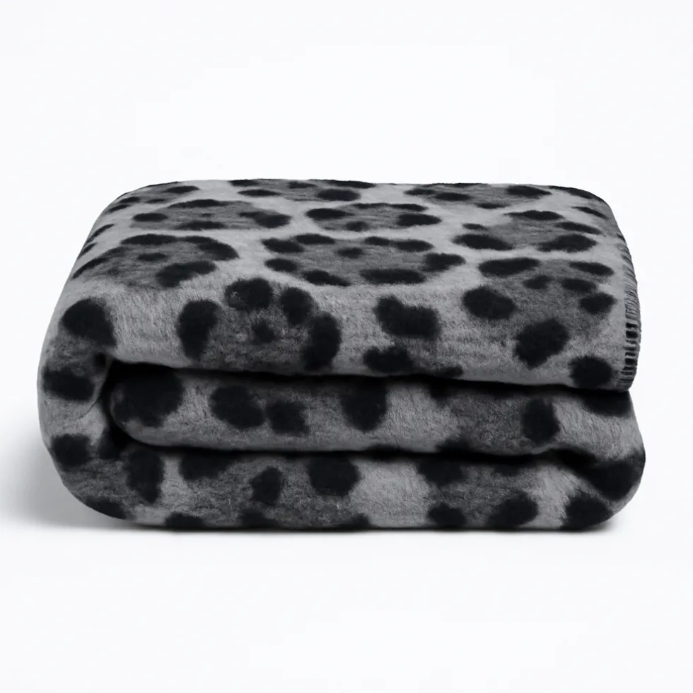 Coperta artigianale in lana cotta 150x170 cm Maculato grigio