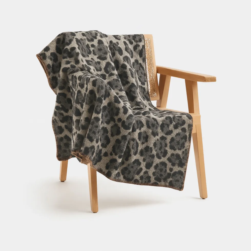 Coperta artigianale in lana cotta 150x170 cm Maculato grigio