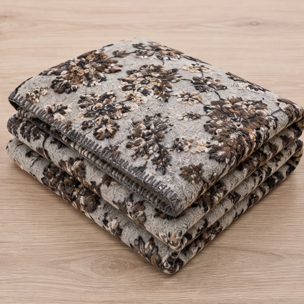 Coperta Lana Cotta Fiori d'Autunno grigio | Home Decor