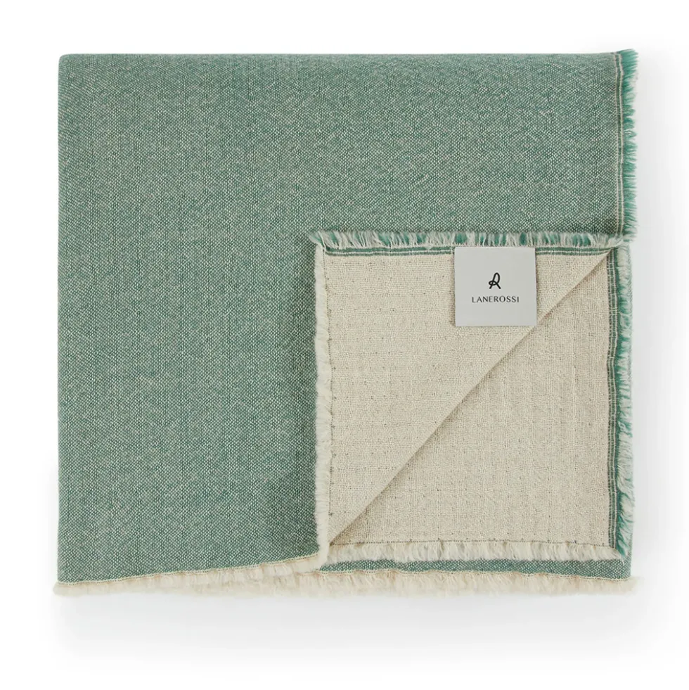 Coperta lana merino lavabile in lavatrice matrimoniale verde acqua